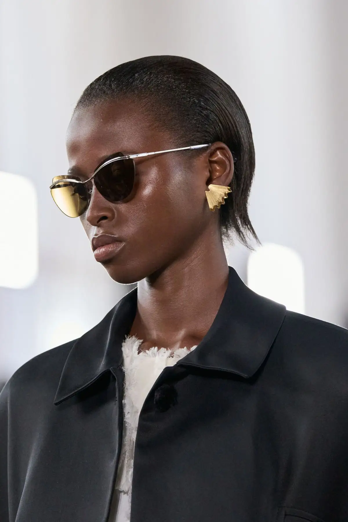 Detail, Look 15. Pencil shavings, in gold.