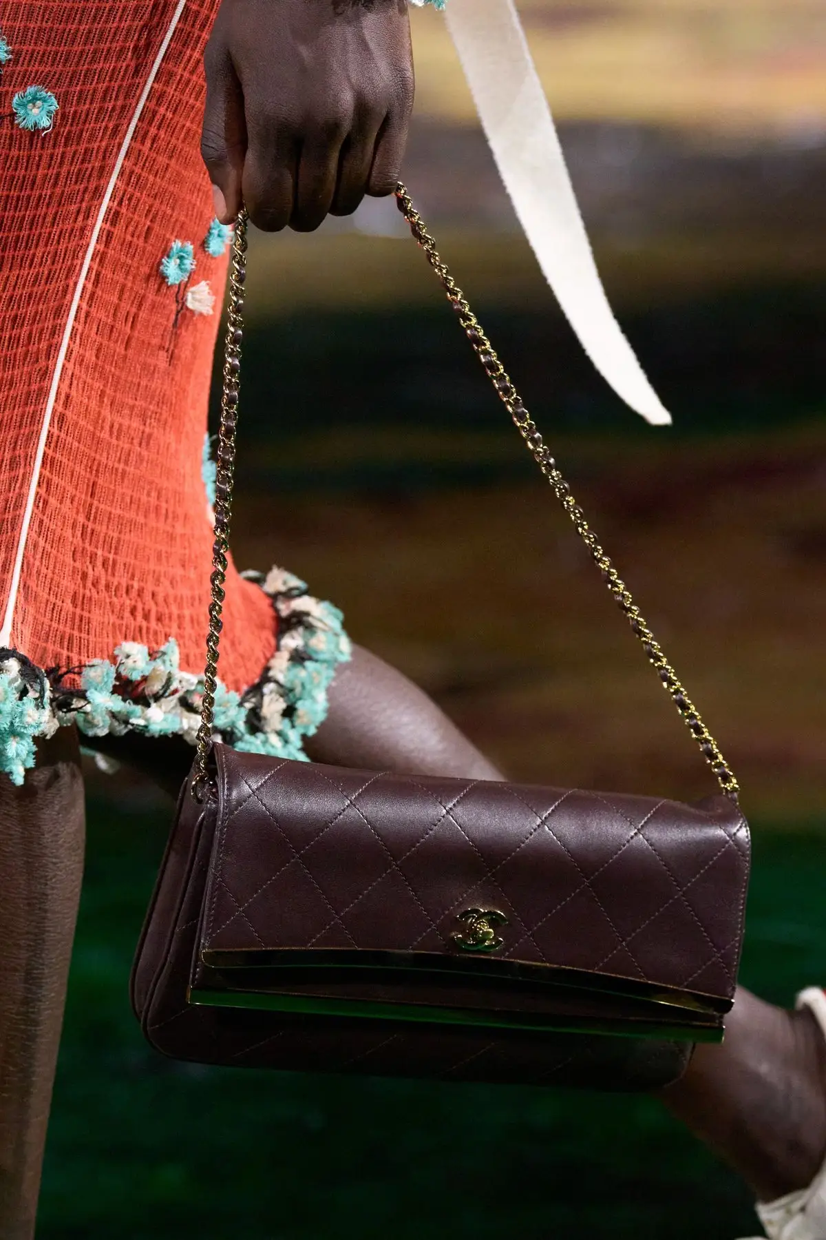 Burgundy, with the bag.