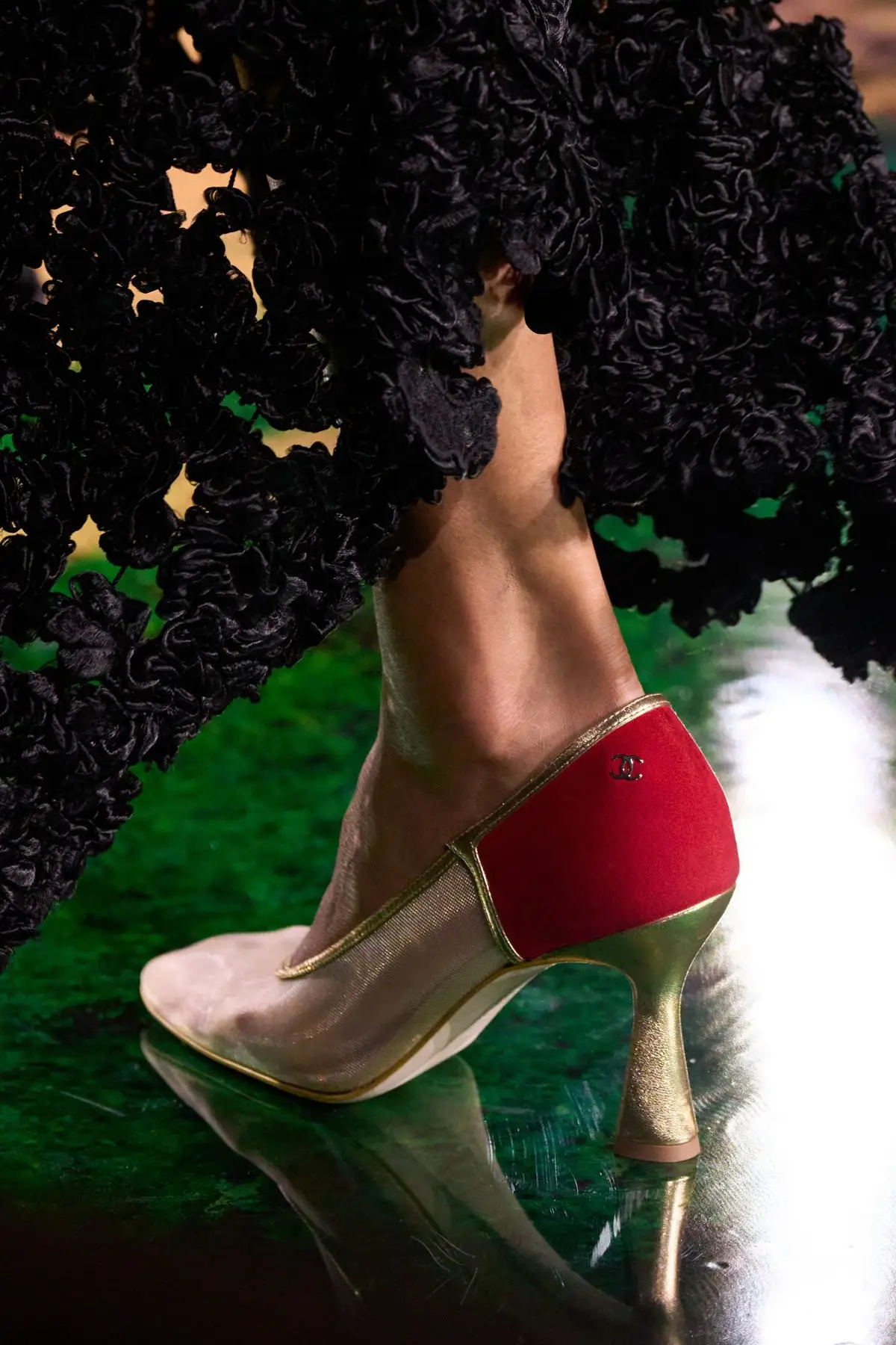 Ivory with a red heel.