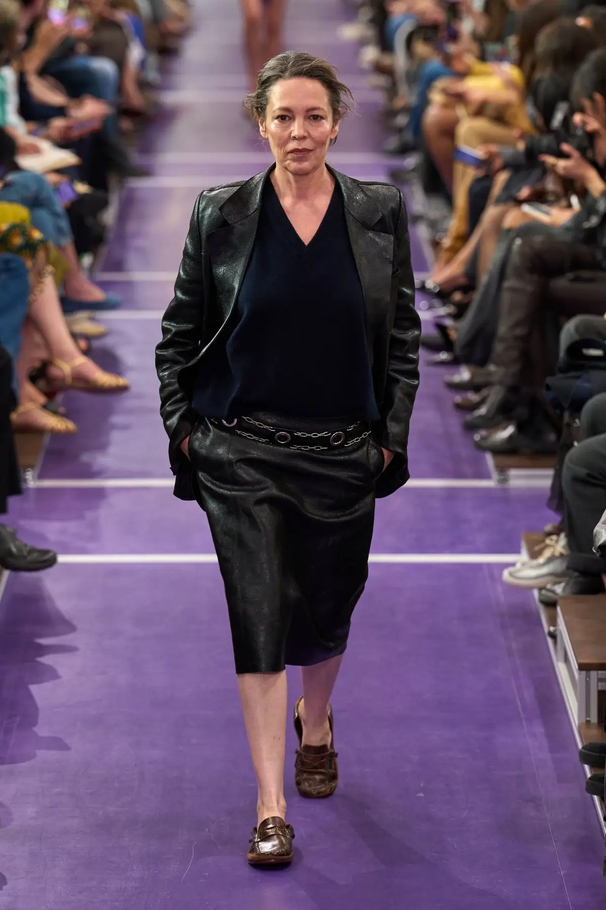Look 24. Olivia Colman on the runway.