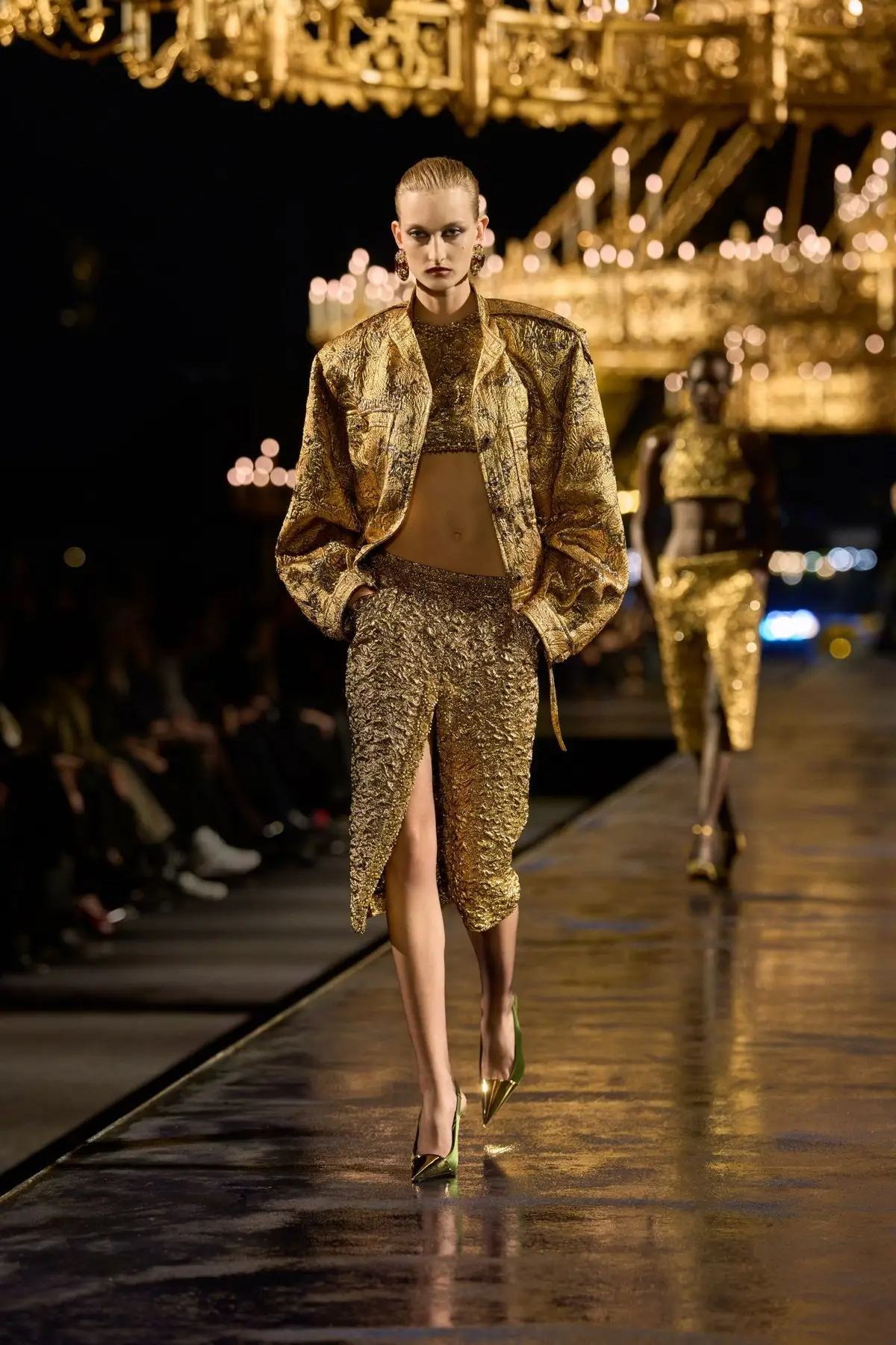 Saint Laurent, Look 47. Still gold.